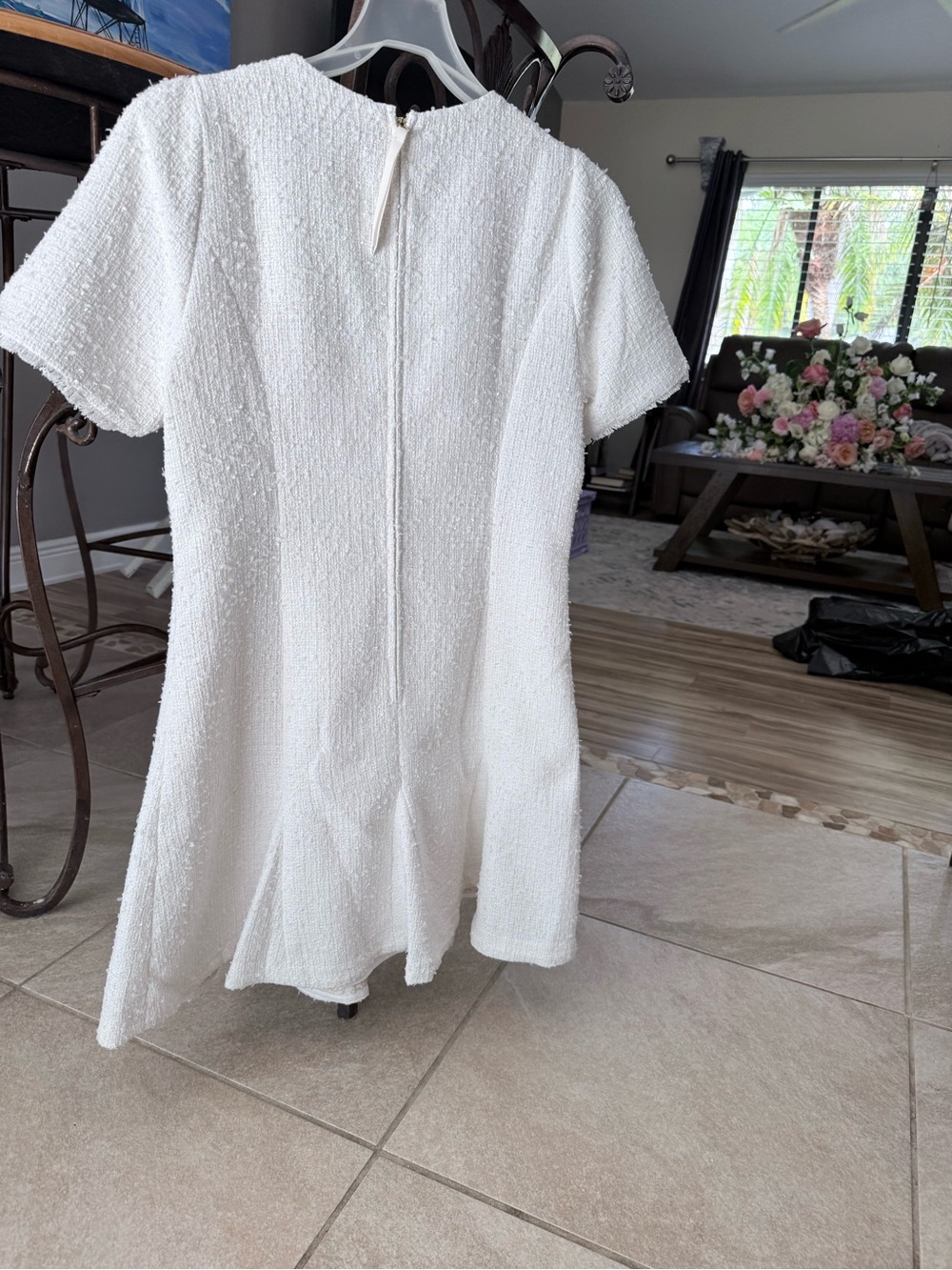 Geneva Boucle Round Neck Button Front Short Sleeve Dress - Picture 6 of 6